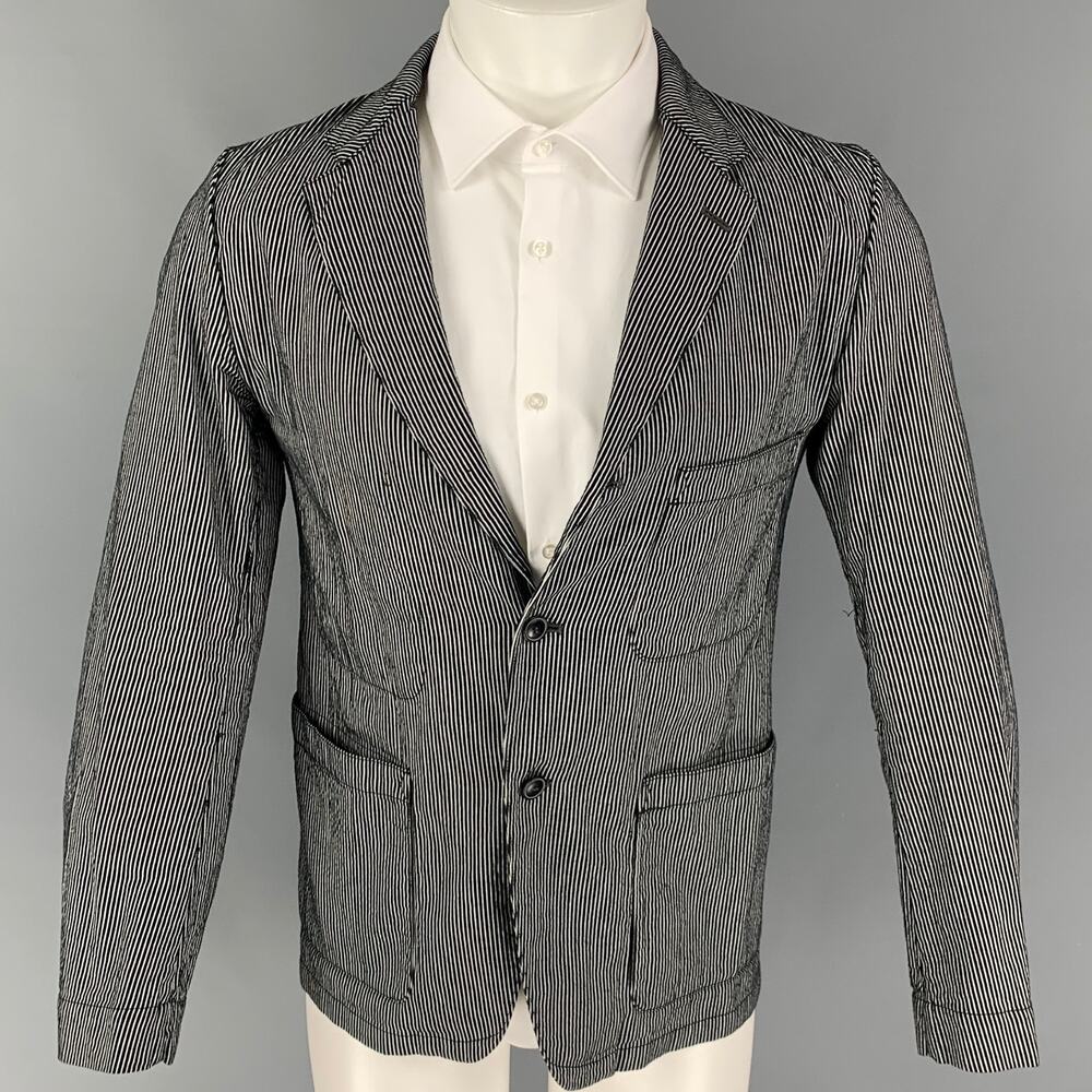 J.S. HOMESTEAD Size M Black White Stripe Notch Lapel Sport Coat